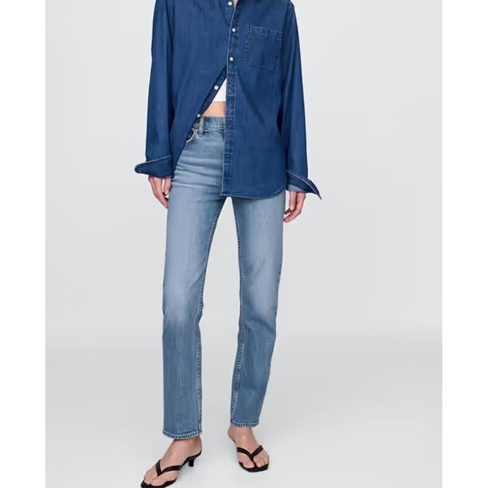 Gap 90s Straight High Rise Jeans 29/8 Tall Medium Wash Blue Denim NWT
